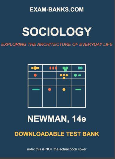 Cover of the test bank for Sociology: Exploring the Architecture of Everyday Life by David M. Newman, 14th Edition, featuring abstract patterns symbolizing societal structures.