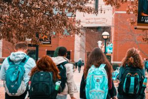 A group of students going to university