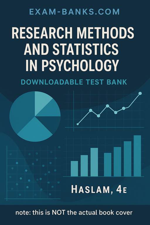 Cover of the test bank for Research Methods and Statistics in Psychology by S. Alexander Haslam, 4th Edition, featuring a vibrant design with parrots symbolizing communication and data exchange.