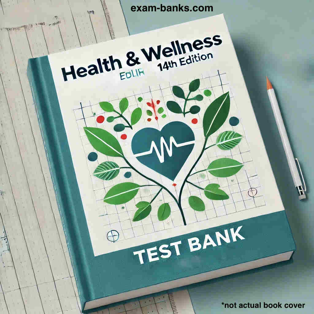 an image showing the test bank accopanying the textbook Health & Wellness by Edlin, 14e