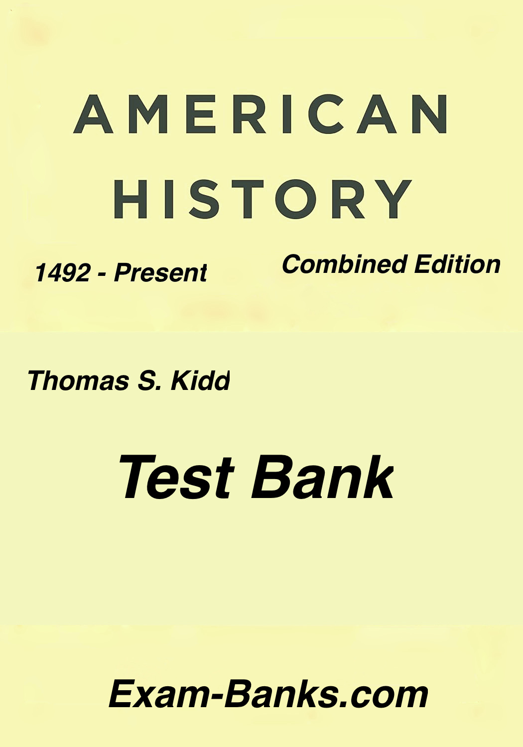 an image featuring the test bank cover for American History, Combined Edition