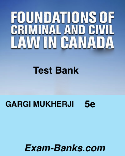 an image showing the cover photo of the test bank for Foundations of Criminal and Civil Law in Canada