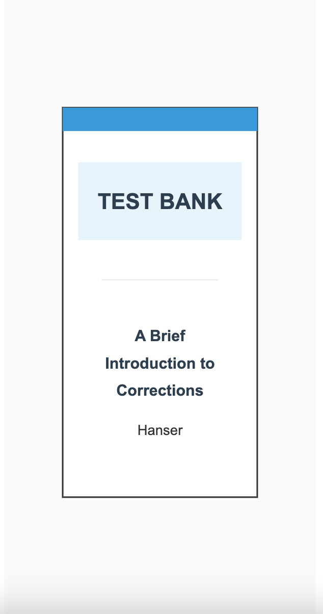 test bank image: a brief intro to corrections by Hanser