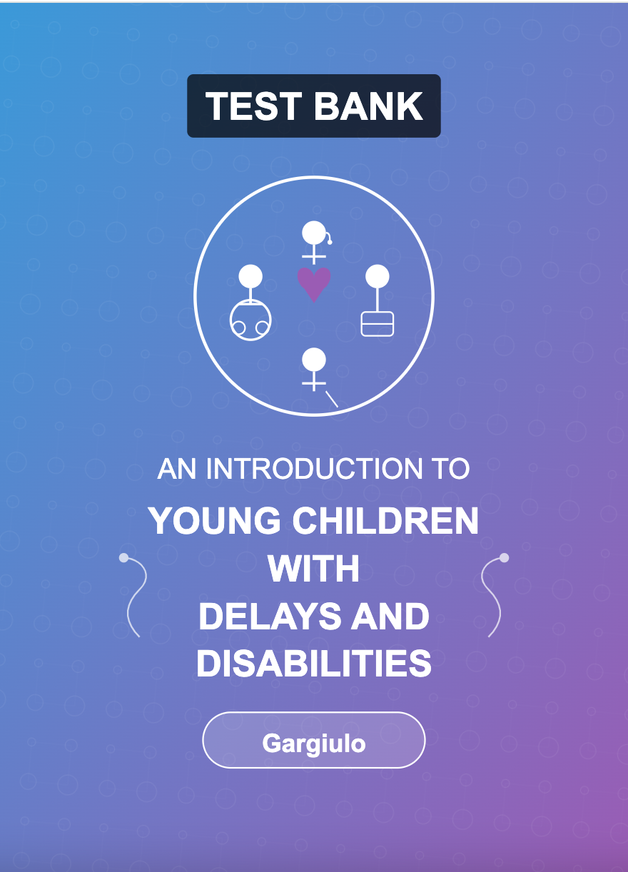 Test bank companion for "An Introduction to Young Children With Delays and Disabilities" showing assessment materials and educational evaluation resources