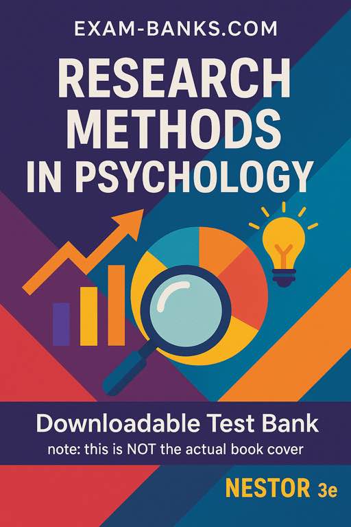 Cover of the test bank for Research Methods in Psychology: Investigating Human Behavior by Paul G. Nestor and Russell K. Schutt, 3rd Edition.