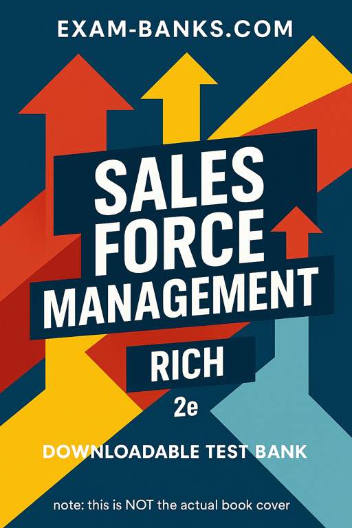 Cover of the test bank for Sales Force Management by Gregory A. Rich and Rhett T. Epler, 2nd Edition, tailored for modern sales leadership training.