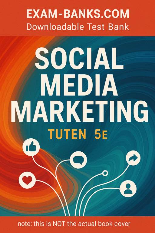 Cover of the test bank for Social Media Marketing by Tracy L. Tuten, 5th Edition, featuring icons representing various social media platforms.