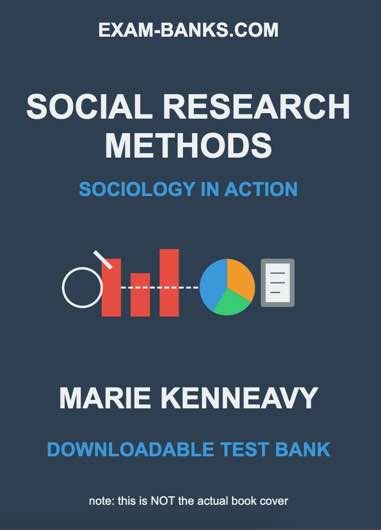 Cover of the test bank for Social Research Methods: Sociology in Action by Kristin M. Kenneavy, featuring students engaging in collaborative research activities.