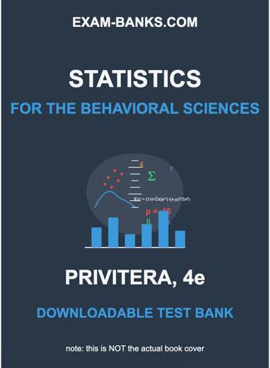 Cover of the test bank for Statistics for the Behavioral Sciences by Gregory J. Privitera, 4th Edition, featuring a stylized data visualization graphic.