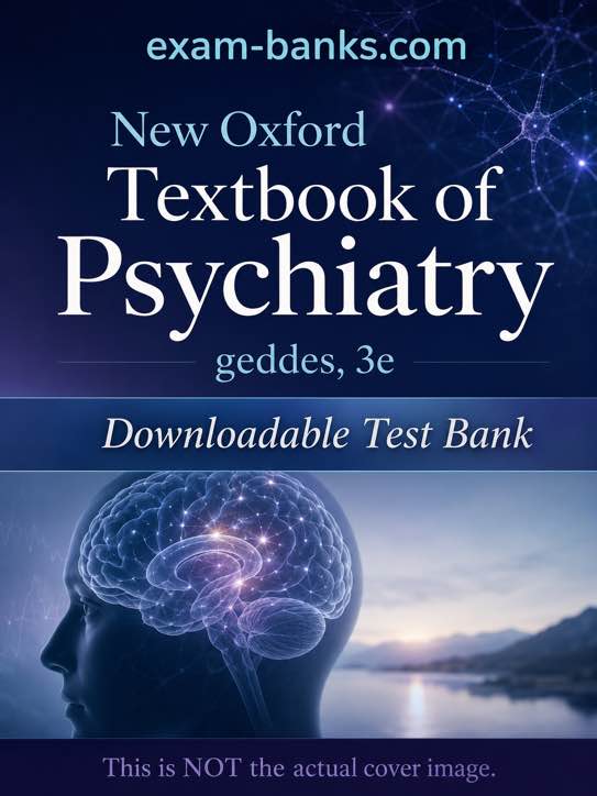 Psychiatry Test Bank cover for New Oxford Textbook of Psychiatry by Geddes, 3e, built for serious exam preparation.