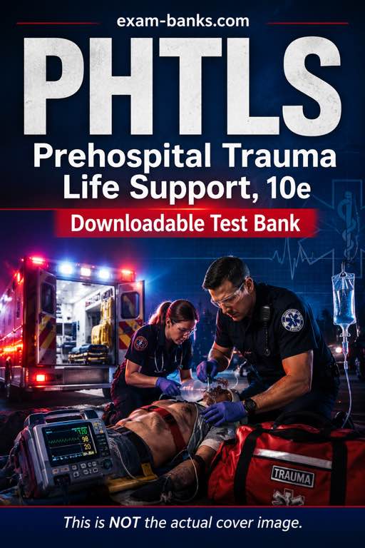 PHTLS Prehospital Trauma Life Support 10e test bank cover for EMS exam practice