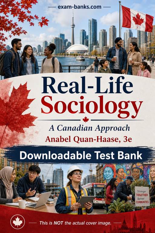 Illustrated sociology test bank cover featuring Real-Life Sociology A Canadian Approach, Anabel Quan-Haase ,3e
