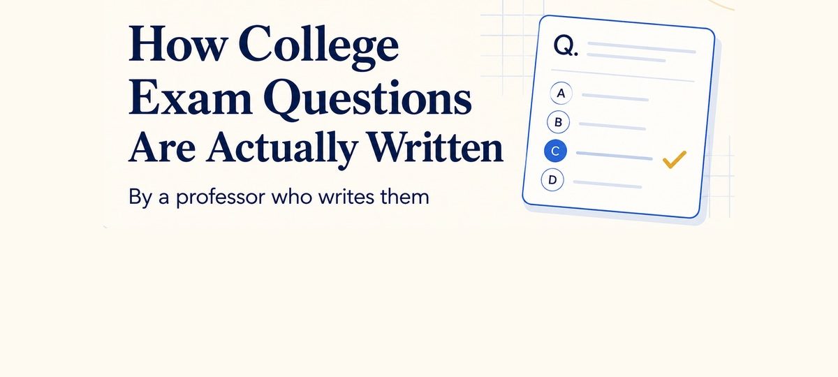 Cover image for a guide on how college exam questions are written