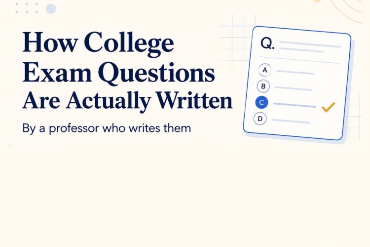 Cover image for a guide on how college exam questions are written