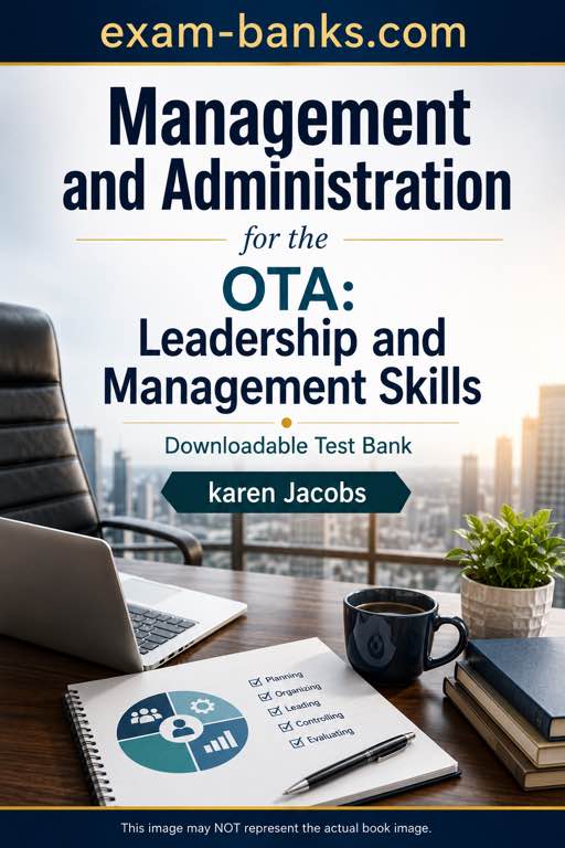 test bank cover image. Management and Administration for the OTA Leadership and Management Skills, karen Jacobs, 2e