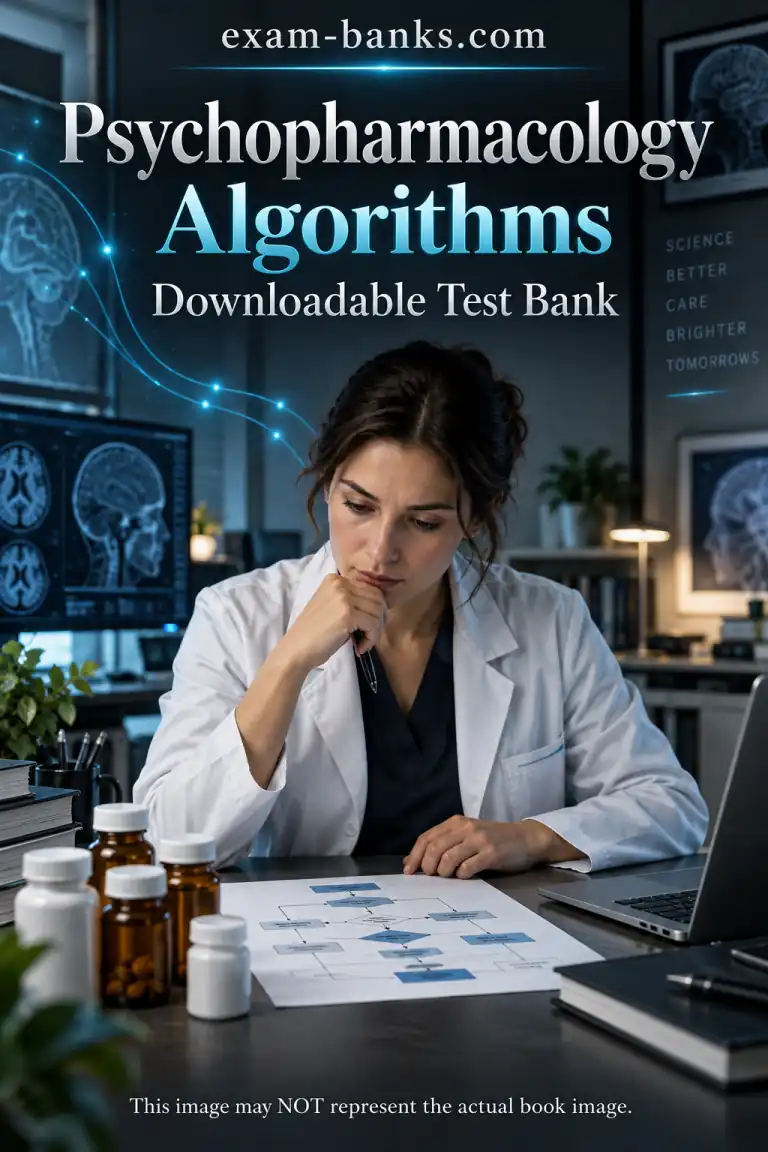 image of the test bank cover of the book: Psychopharmacology Algorithms, OSSER,2e